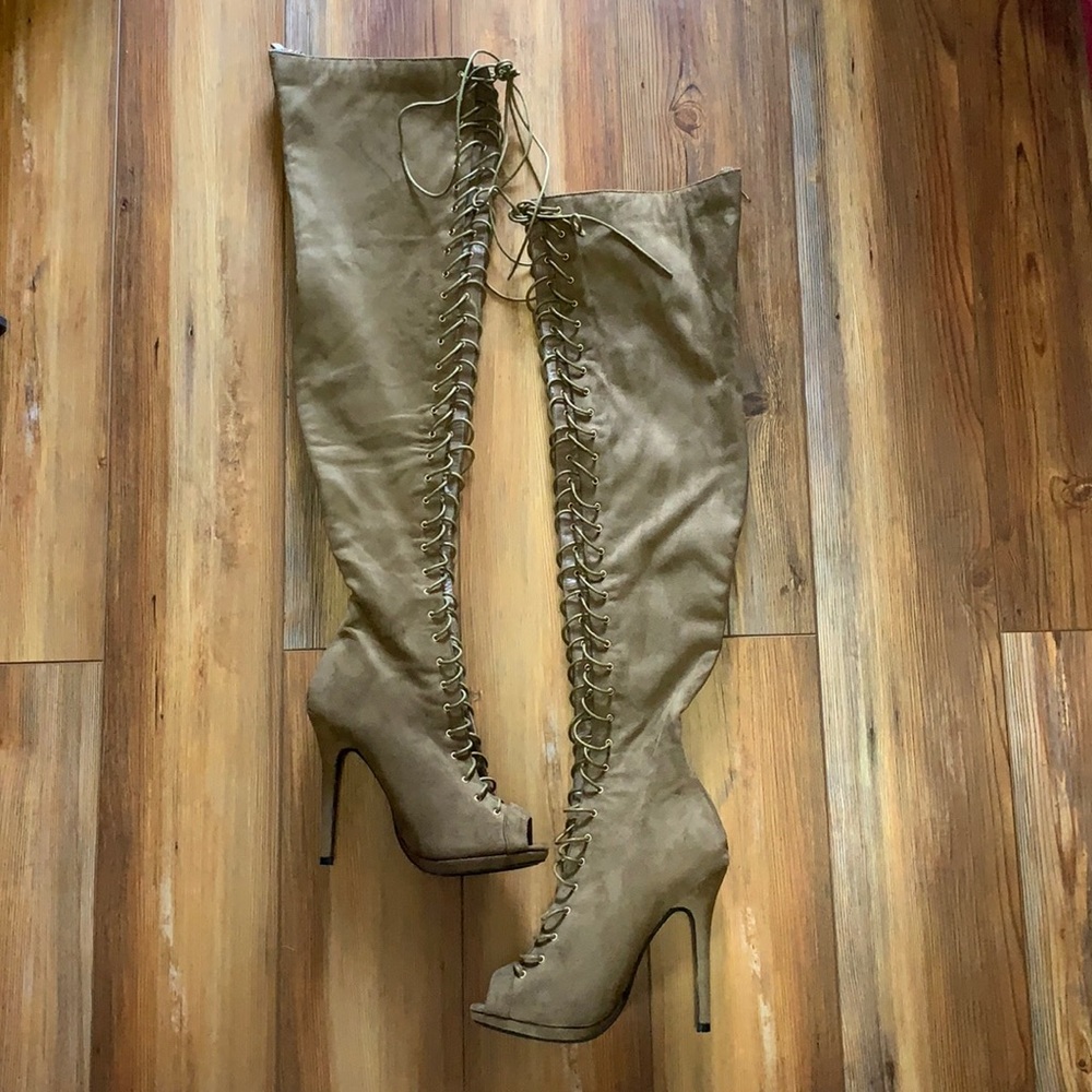 Liliana thigh high lace up booties